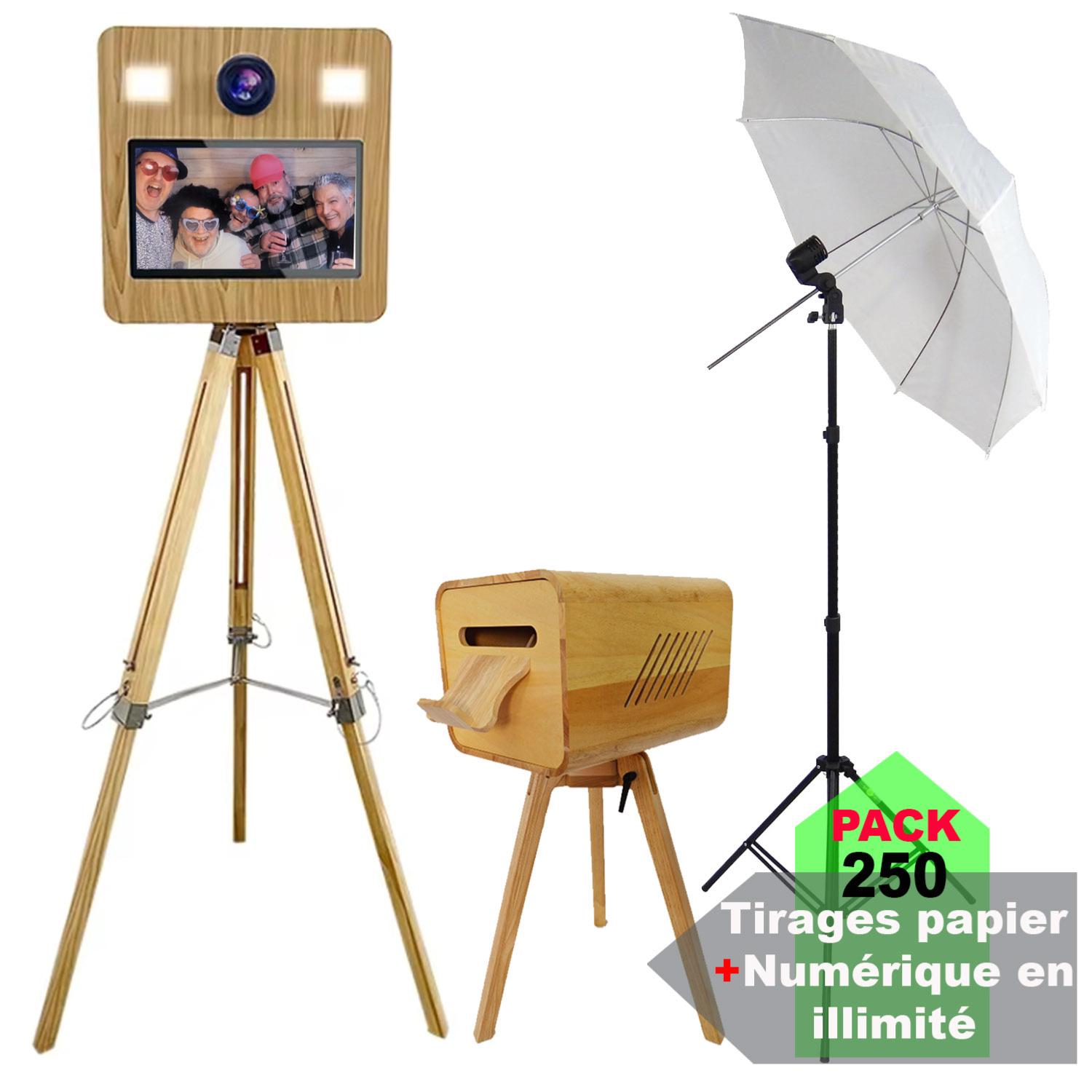Location Photobooth - Borne à selfie bois - Pack 250 tirages papier