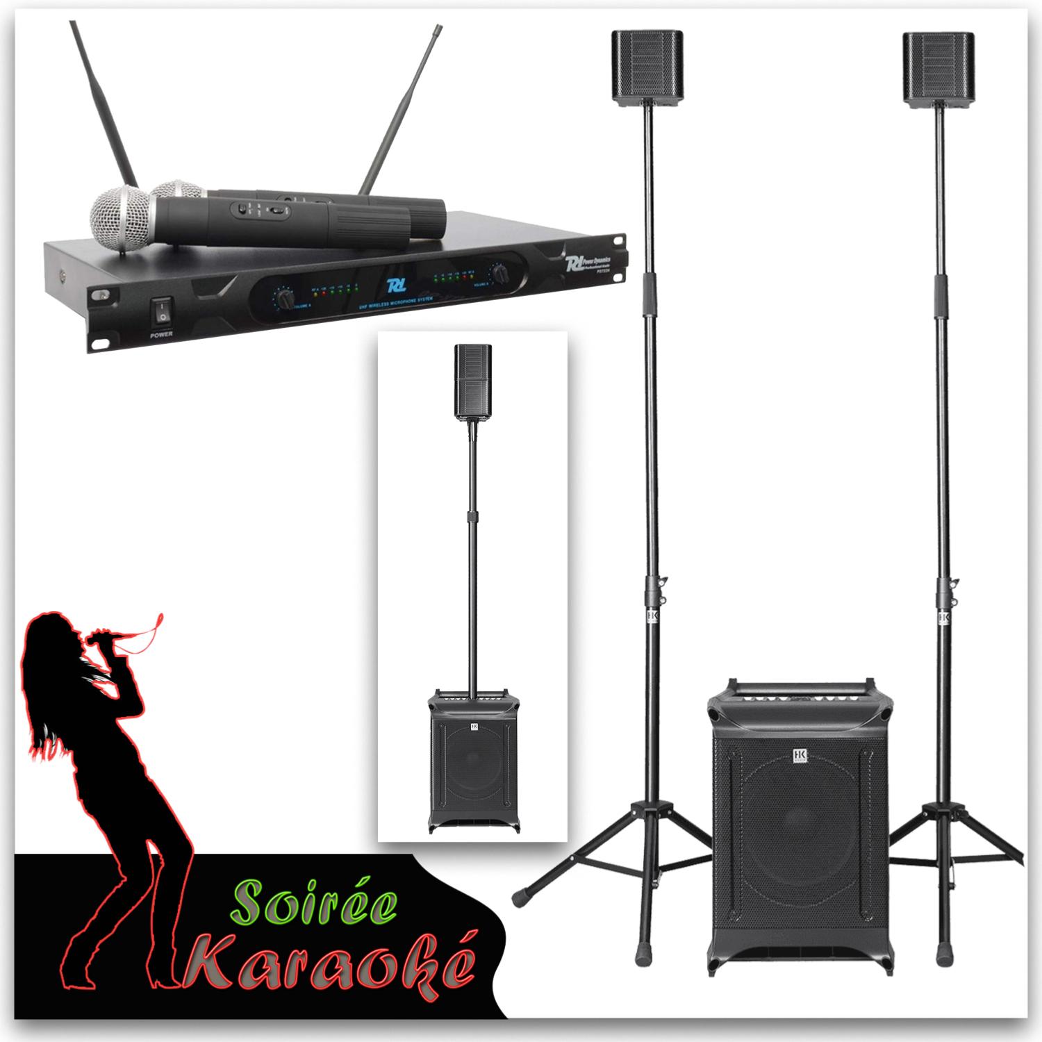 Location karaoké - Table de mixage + deux micros de chant sans fil UHF