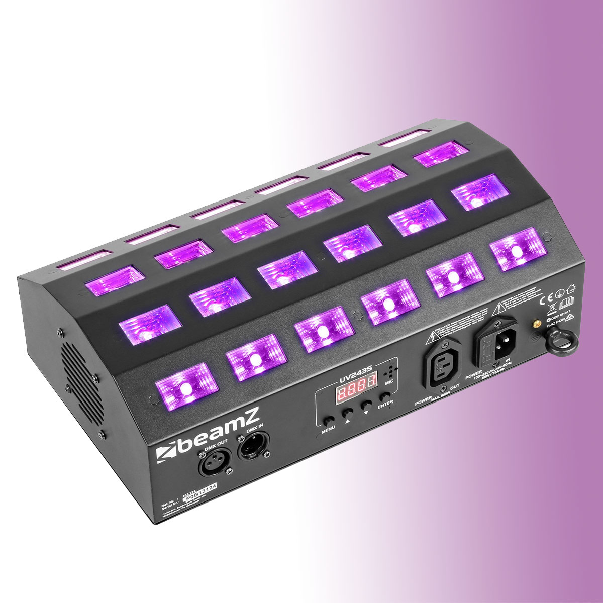 Lumière noire UV, Lumière disco stroboscopique 60W RGBW 18 LED, 395-405nm  UVA classe de longueur d'onde UV lumière pour couleur néon, Halloween