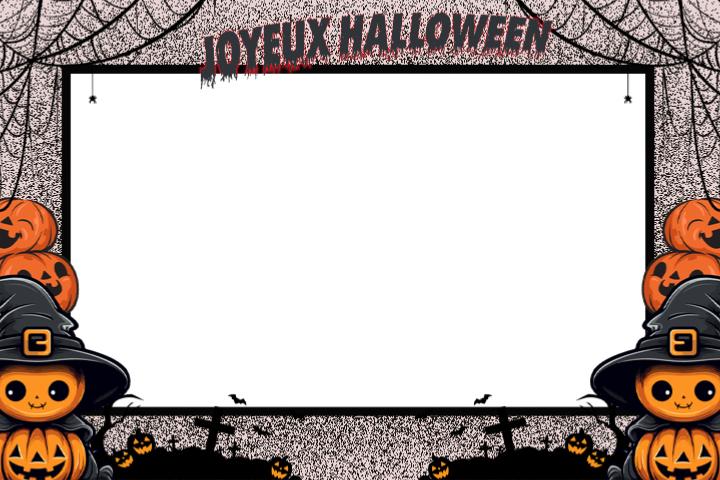 Cadre photobooth Halloween – citrouilles et chauves-souris – Oise & Val‑d’Oise